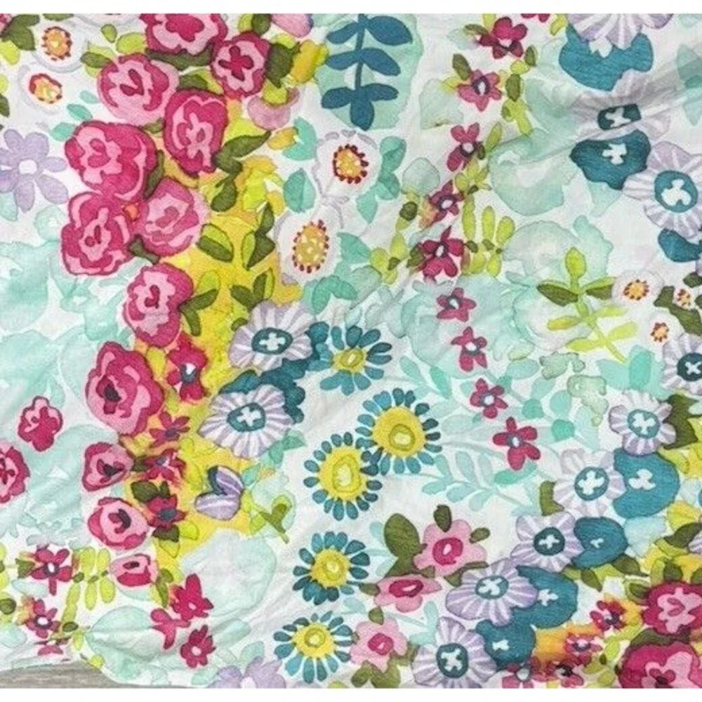 Pottery Barn Watercolor Floral Print Twin Cotton Duvet Bohemian Beautiful Blooms